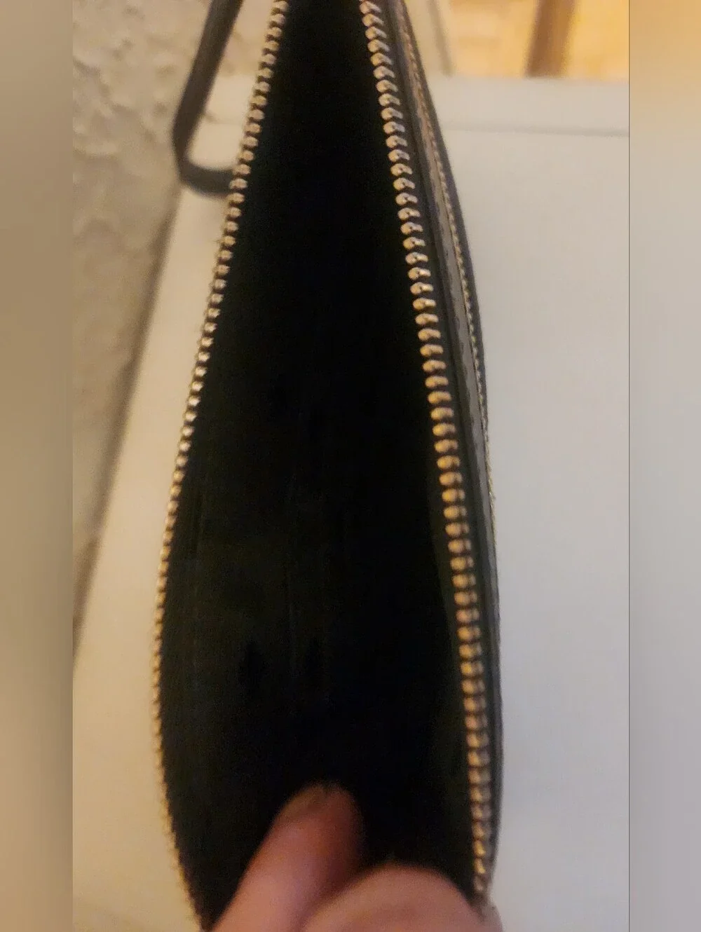 kate spade black leather wristlet with gold hardware
